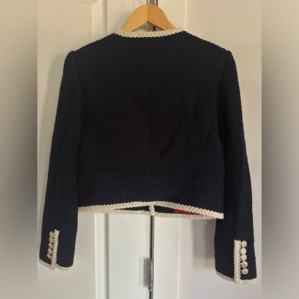 NEW Veronica Beard Mabel Collarless Tweed Jacket Blazer in Navy | size 2 - Picture 15 of 15